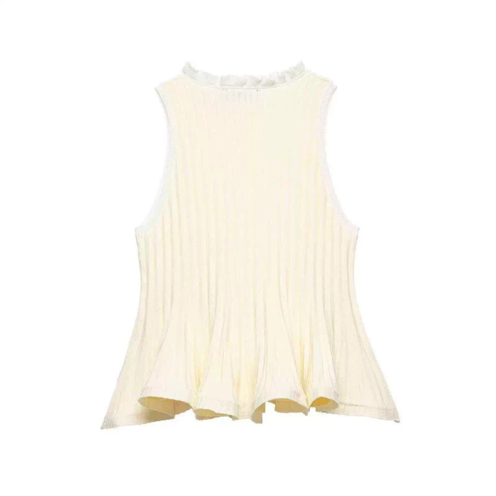 ZARA Summer Simple Versatile Ruffled Hem Knit Tank Top